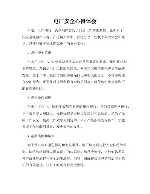 电厂安全心得体会