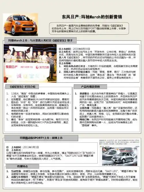 东风日产玛驰创新营销及东风雪铁龙世嘉“车上芭蕾”病毒营销