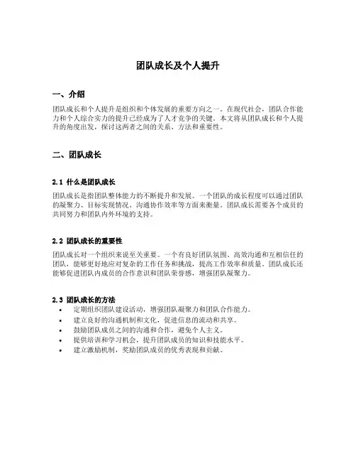 团队成长及个人提升
