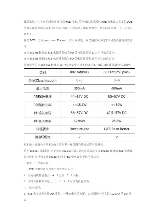 POE供电说明文档