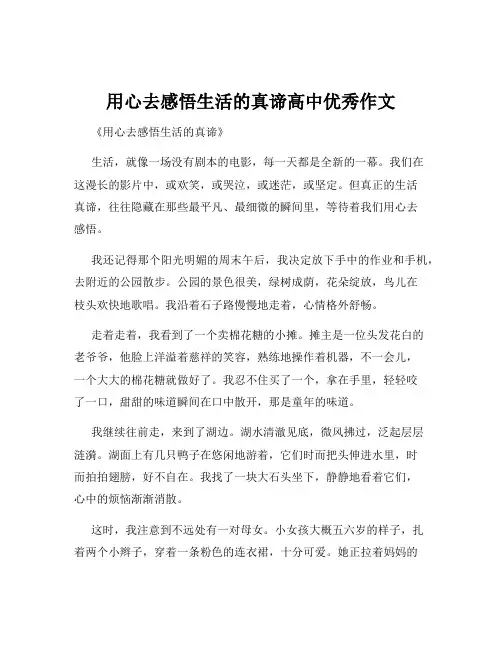 用心去感悟生活的真谛高中优秀作文