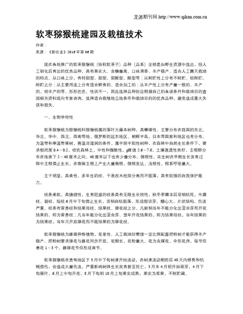 软枣猕猴桃建园及栽植技术