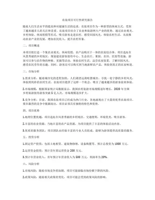 农旅项目可行性研究报告