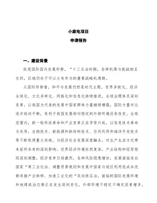 小家电申请报告