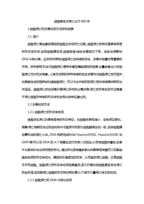 细胞衰老与凋亡论文800字