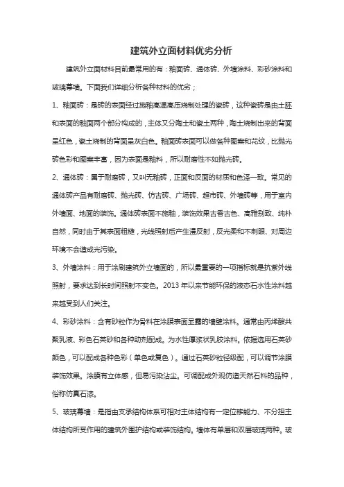 建筑外立面用材低劣情况分析表