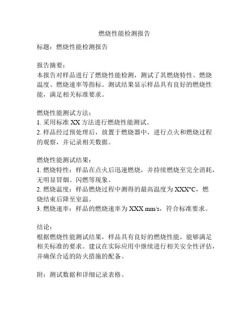 燃烧性能检测报告