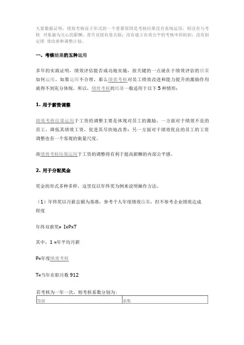 绩效考核结果应用