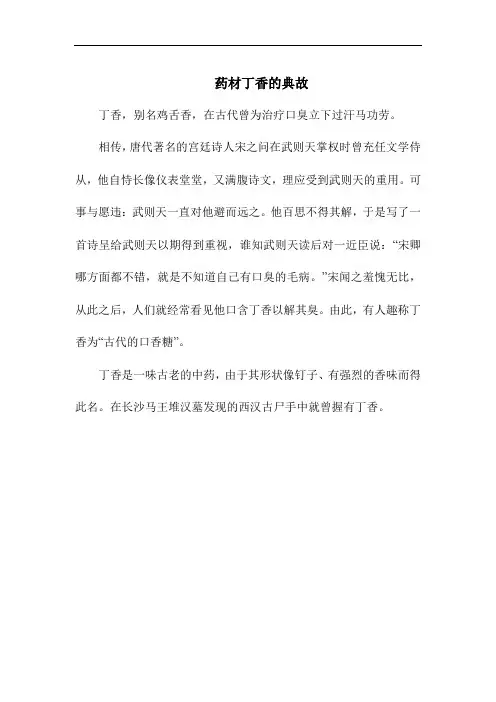 药材丁香的典故