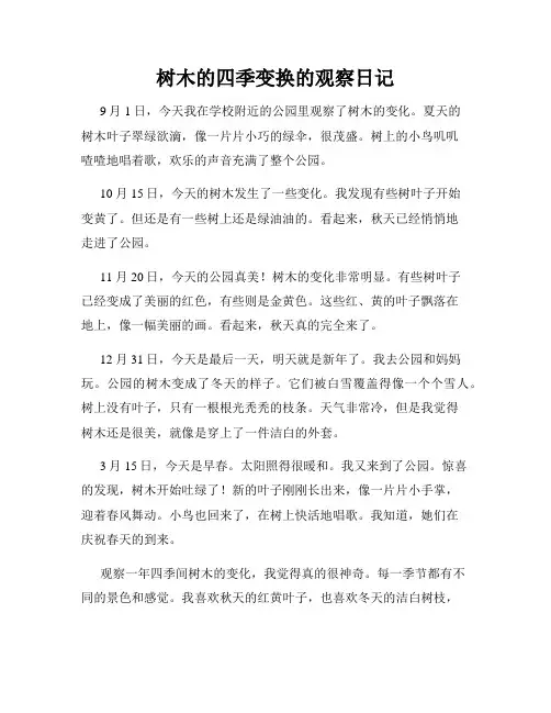 小学三年级作文树木的四季变换的观察日记