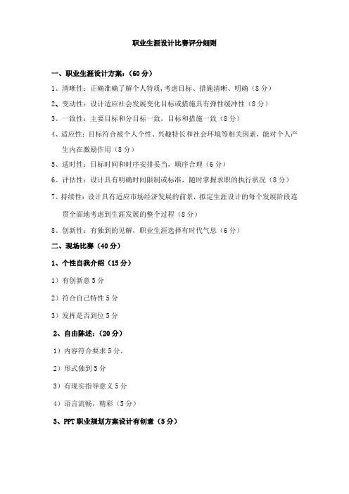 职业生涯规比赛评分细则