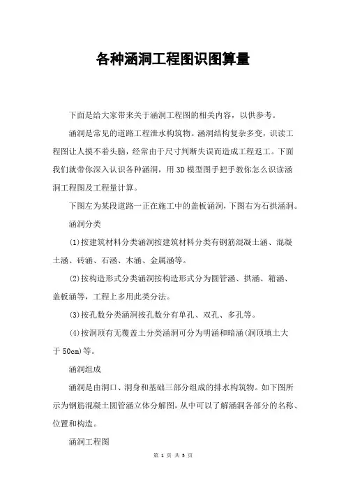 各种涵洞工程图识图算量