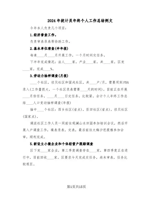 2024年统计员年终个人工作总结例文（7篇）