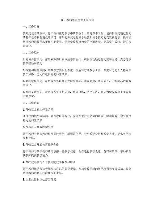 骨干教师结对帮带工作计划