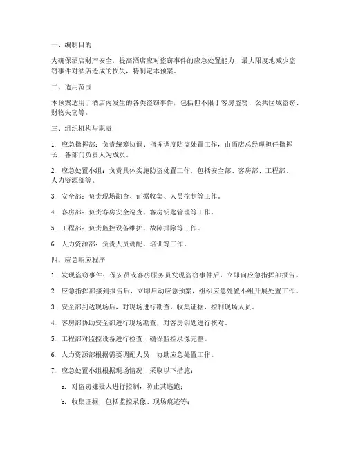 酒店防盗处置应急预案