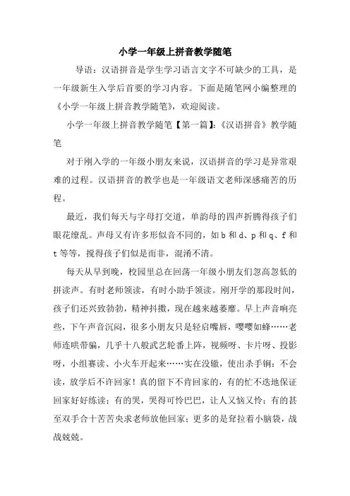 最新小学一年级上拼音教学随笔