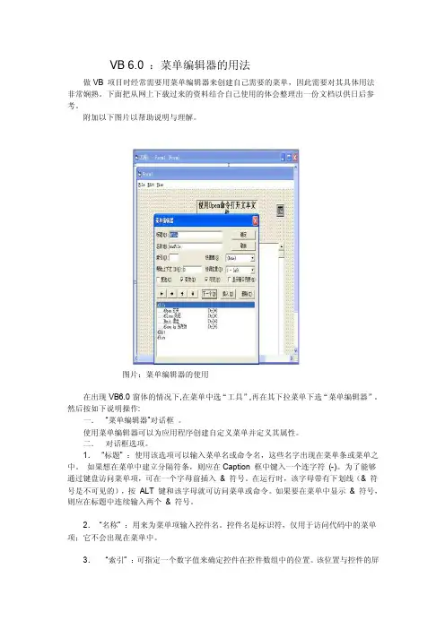 vb6：菜单编辑器的用法