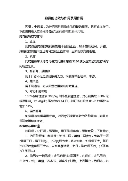 狗脊的功效与作用及副作用