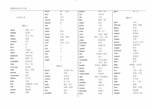 河北省冀教版初中英语词汇打印版
