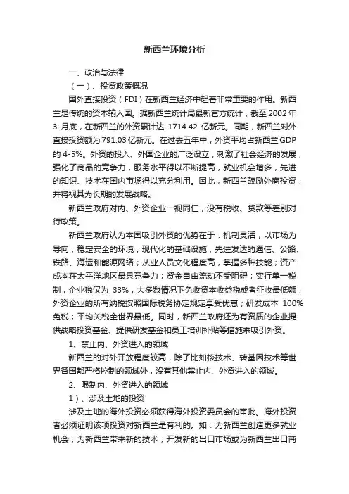 新西兰环境分析