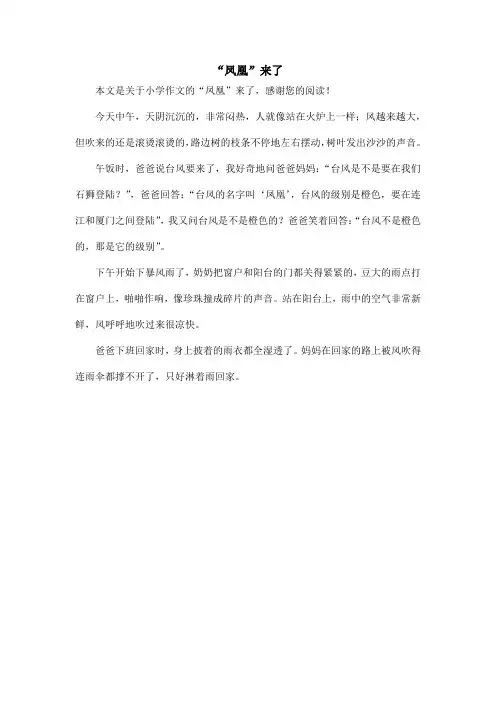 “凤凰”来了_小学作文