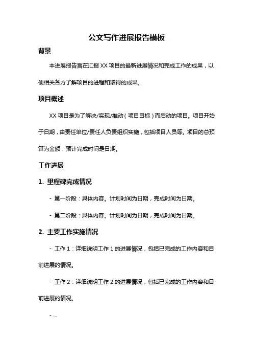 公文写作进展报告模板