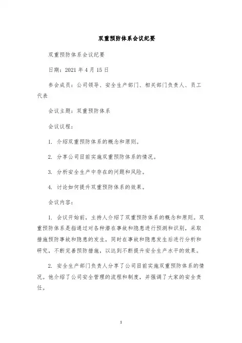 双重预防体系会议纪要