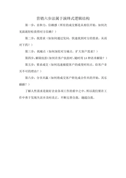 营销六步法属于演绎式逻辑结构