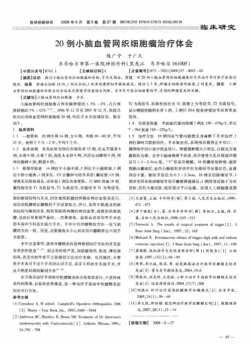 20例小脑血管网织细胞瘤治疗体会