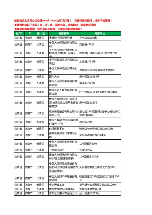 2020新版山东省济南市长清区保险工商企业公司商家名录名单联系电话号码地址大全97家