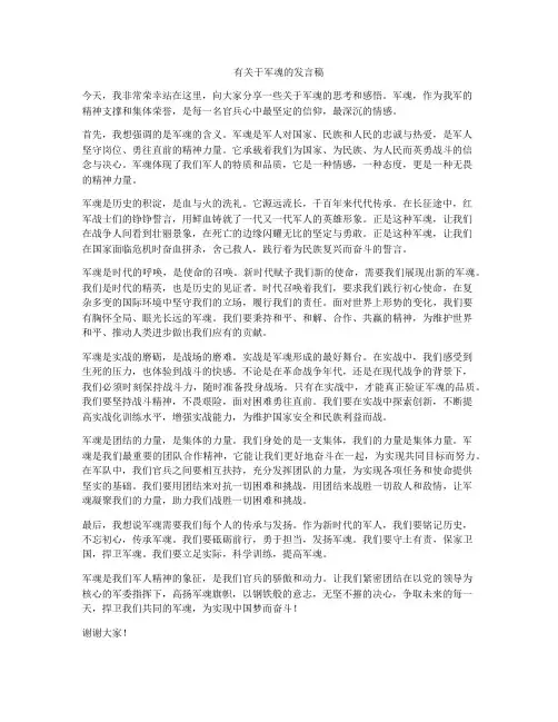 有关于军魂的发言稿