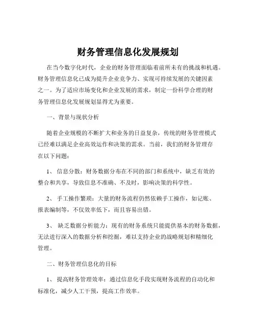 财务管理信息化发展规划