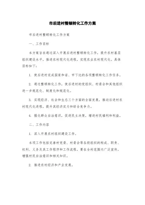 市后进村整顿转化工作方案