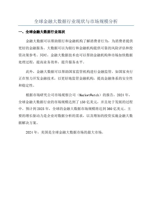 全球金融大数据行业现状与市场规模分析