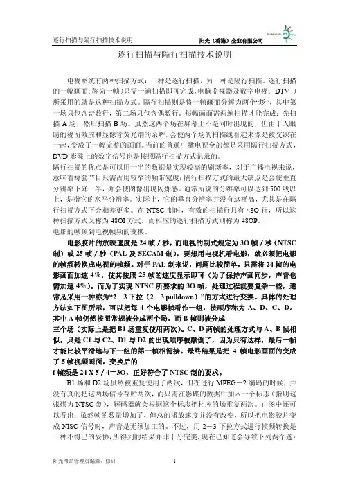逐行扫描与隔行扫描技术说明
