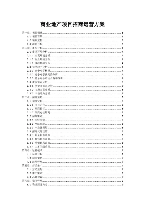 商业地产项目招商运营方案