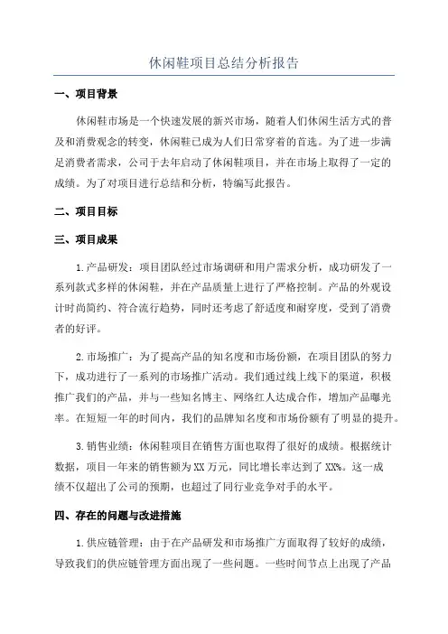 休闲鞋项目总结分析报告