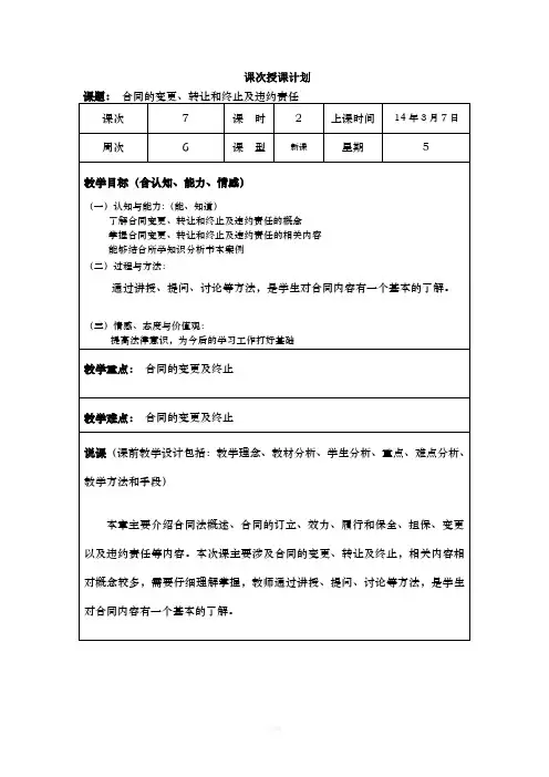 合同的变更、装让和终止及违约责任