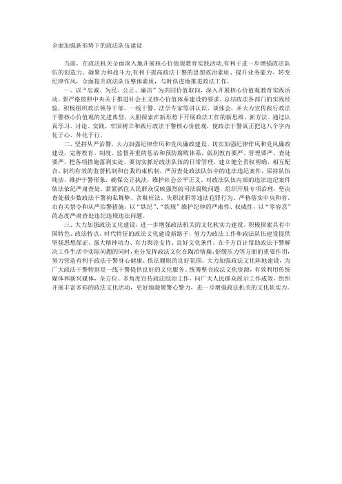 全面加强新形势下的政法队伍建设