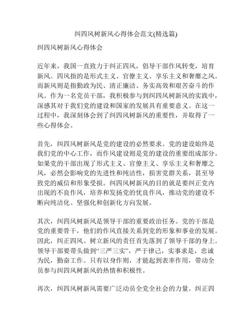 纠四风树新风心得体会范文(精选篇)