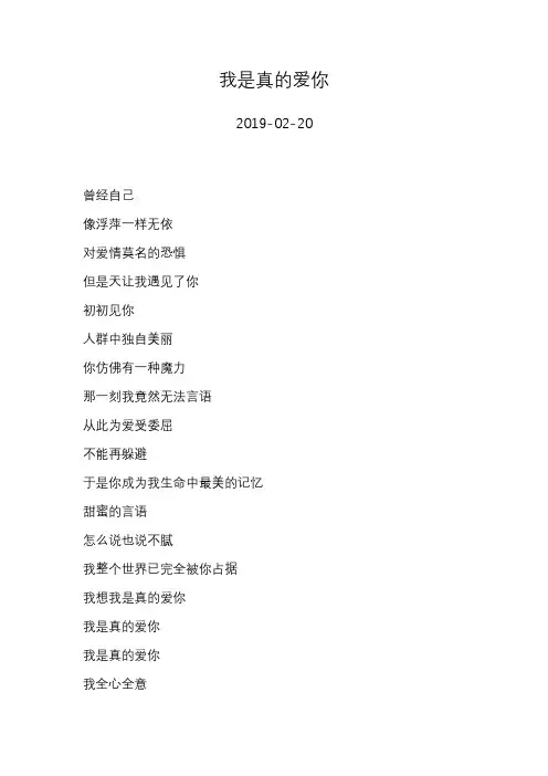 张信哲—我是真的爱你—歌词