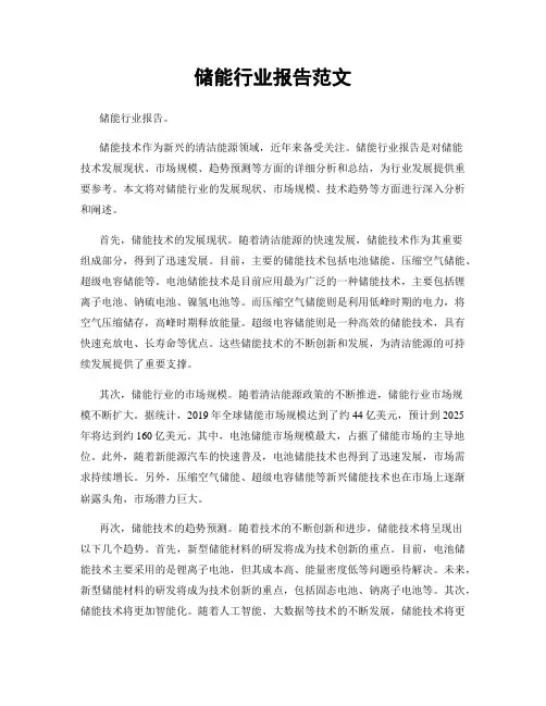 储能行业报告范文