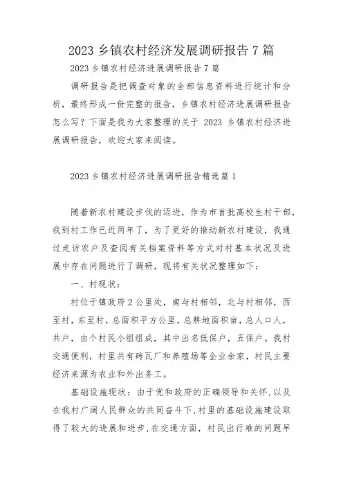 2023乡镇农村经济发展调研报告7篇