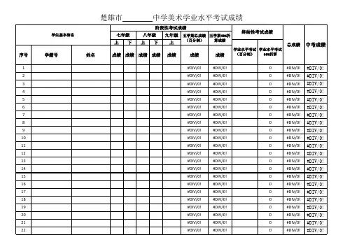美术学业水平考试成绩表