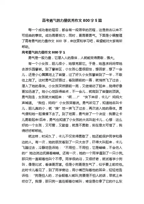 高考勇气的力量优秀作文800字5篇