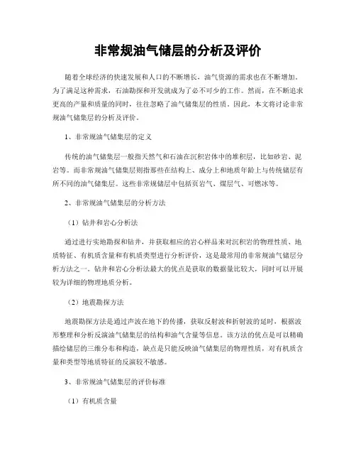非常规油气储层的分析及评价