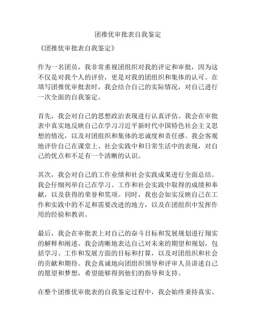 团推优审批表自我鉴定