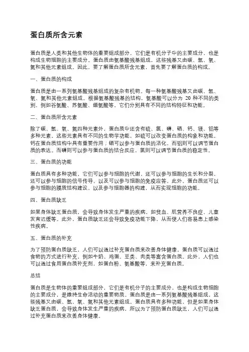 蛋白质所含元素