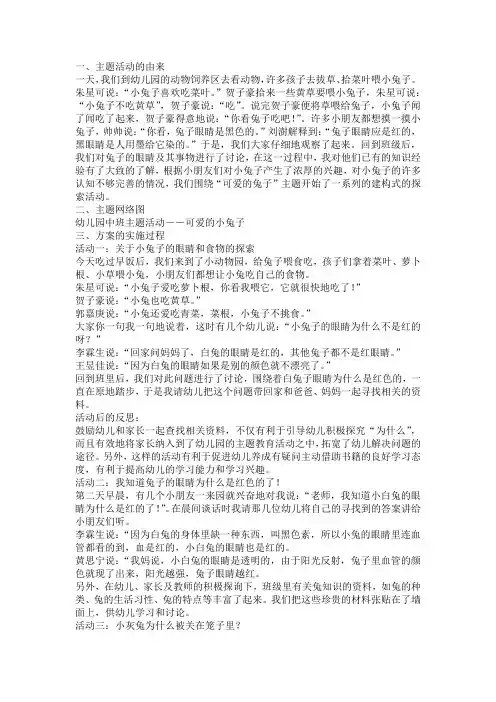 幼儿园养兔子主题课程