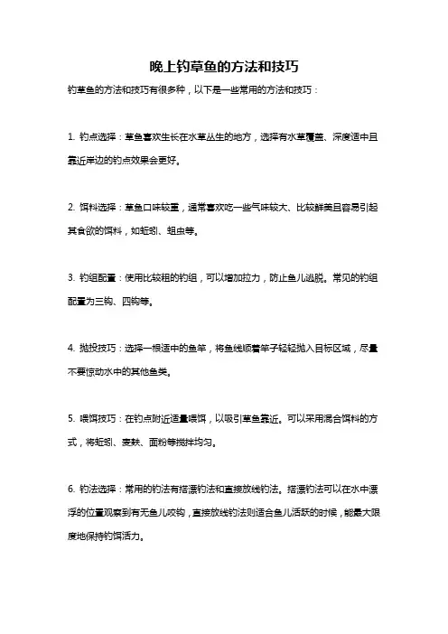 晚上钓草鱼的方法和技巧